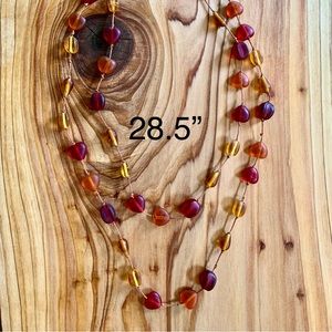 VINTAGE! Single strand cord necklace with colored glass beads
